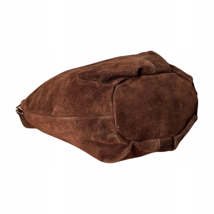 BRĄZOWA ZAMSZOWA TOREBKA WOREK CZEKOLADOWA TOREBKA ZAMSZ NATURALNY NA ZAMEK