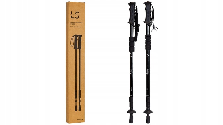 KIJE TREKKINGOWE DO NORDIC WALKING LINE SPORT REGULOWANE LEKKIE CZARNE