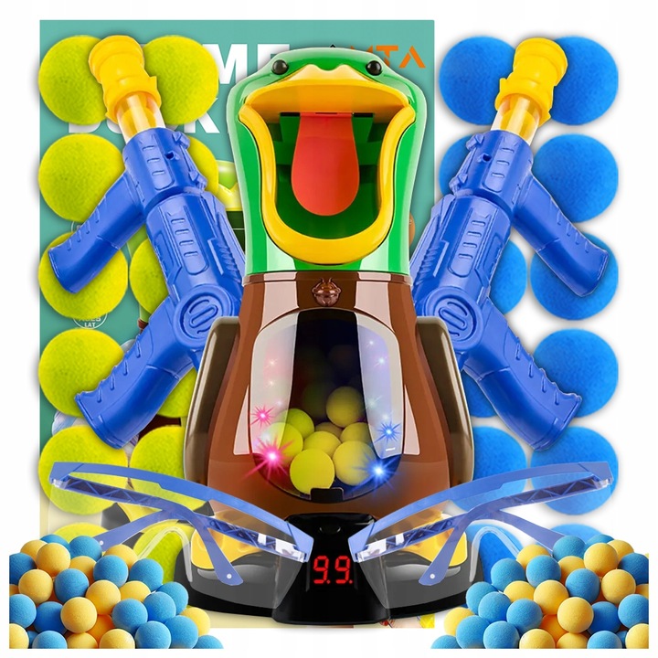 GŁODNA KACZKA XXL STRZELANIE DO CELU UCIEKA LED 2xPISTOLET PREZENT URODZINY