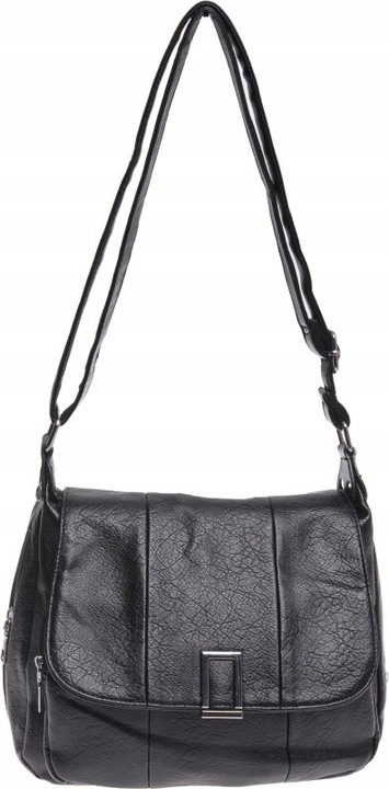 ŚREDNIA TOREBKA DAMSKA LISTONOSZKA Z KLAPKĄ czarny