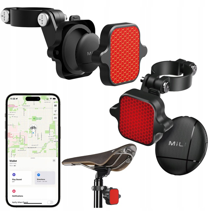 Lokalizator GPS LiTag MiLi lampka tylna do roweru światło rowerow IOS APPLE