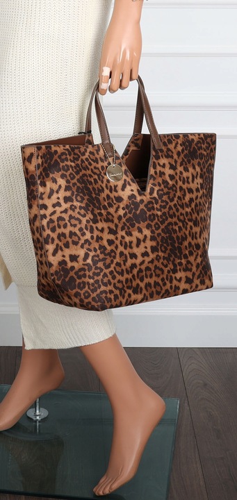 Torebka Damska Panterka Kuferek Shopper Tommasini Modna Duża 3658 Brązowa