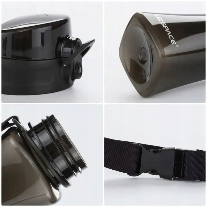 BUTELKA SHAKER DO BIAŁKA, DO ODŻYWEK 550ML BIDON NA WODĘ Z TRITANU CZARNY