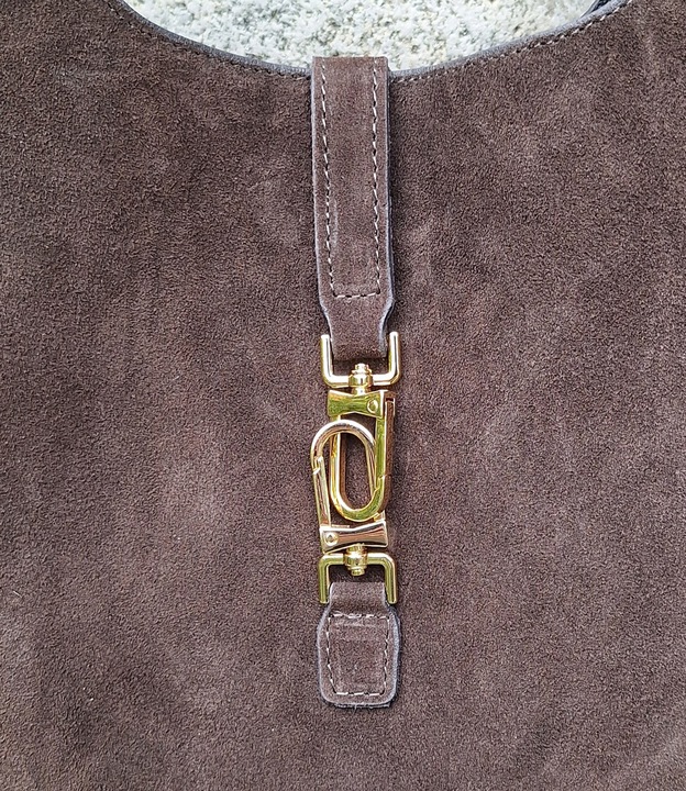 Torebka WłoskaZAMSZOAWA worek SKÓRA NATURALNA Vera Pelle CZEKOLADOWA