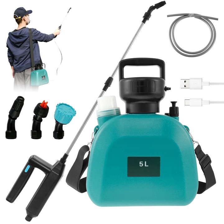 OPRYSKIWACZ CIŚNIENIOWY AKUMULATOROWY ELEKTRYCZNY RĘCZNY OGRODOWY 5L 3DYSZE