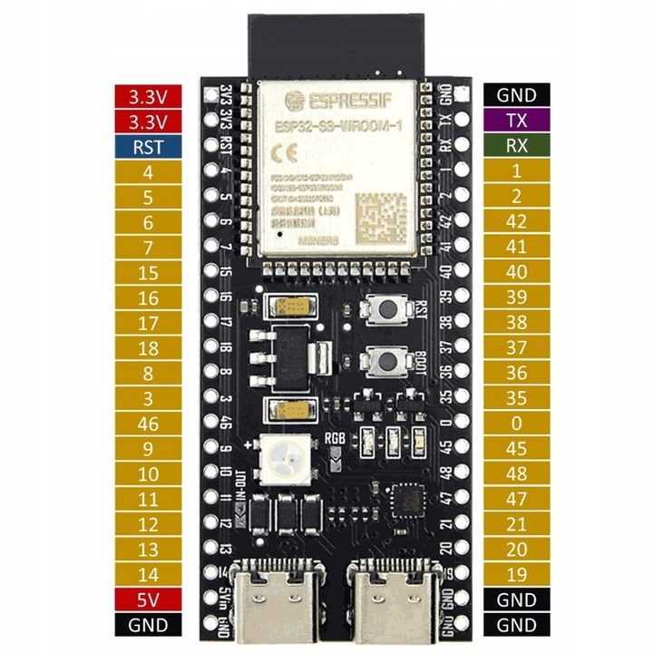 Moduł ESP32-S3 DevKitC-1 WROOM-1 N16R8 16MB FLASH WiFi Bluetooth USB-C
