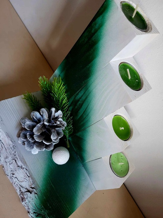 STROIK Świąteczny ŚWIECZNIK ADWENTOWY Z DREWNA Ozdoba BOŻE NARODZENIE DUŻY