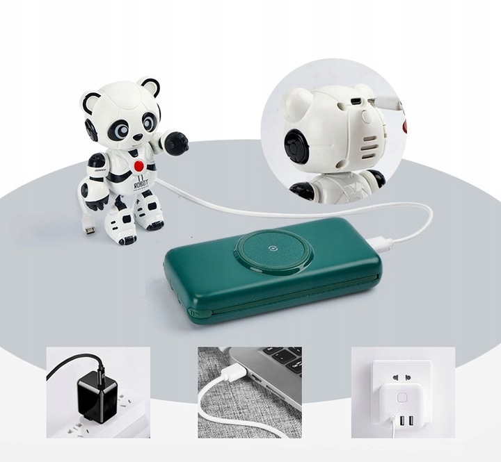 INTERAKTYWNY ROBOT PANDA MÓWI POWTARZA GRA ŚWIECI ZABAWKA DLA DZIECI