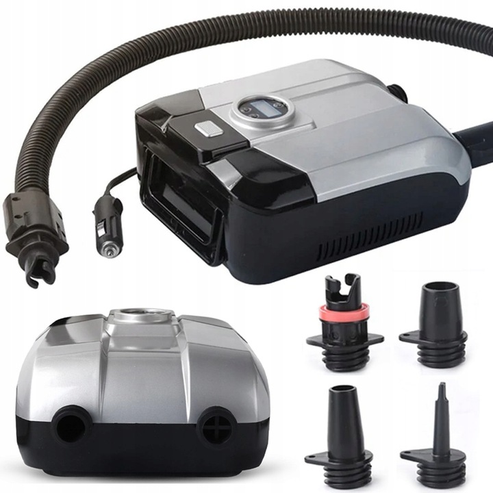 Mocna Pompka Elektryczna z Wyświetlaczem LCD + 5 adapterów do SUP Pontonów