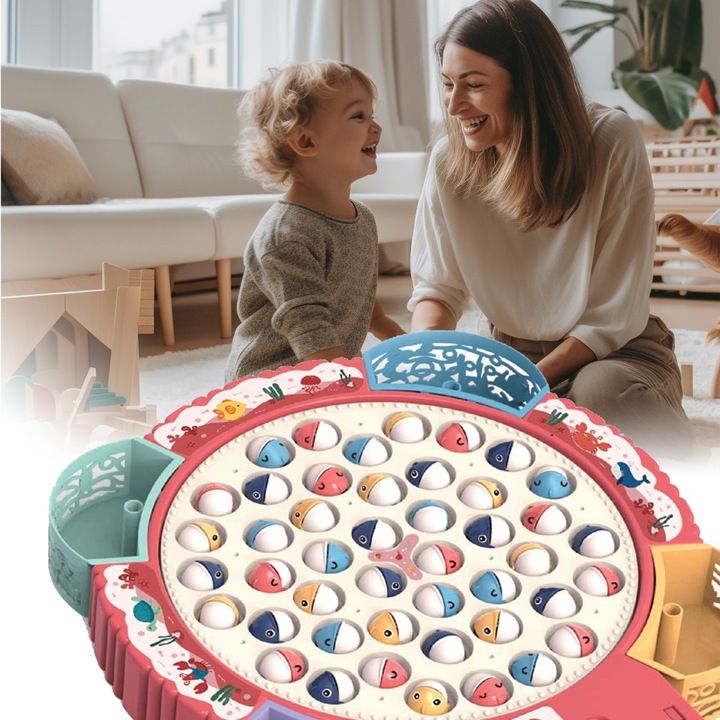 GRA ZRĘCZNOSCIOWA ŁOWIENIE RYBEK NA MAGNES KOTEK WĘDKI PUZZLE DLA DZIECI