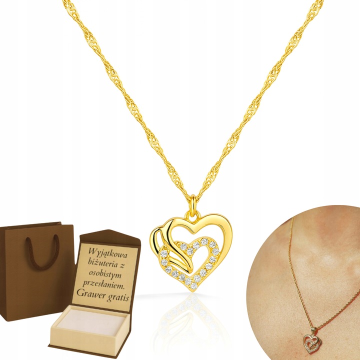 ZŁOTY PEŁNY ŁAŃCUSZEK DAMSKI SINGAPUR Z ZAWIESZKĄ PR. 585 925 + GRAWER