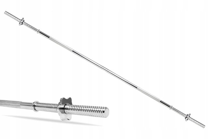 GRYF PROSTY STALOWY GWINTOWANY SZTANGA DO ĆWICZEŃ Z ZACISKAMI 180 cm 25mm