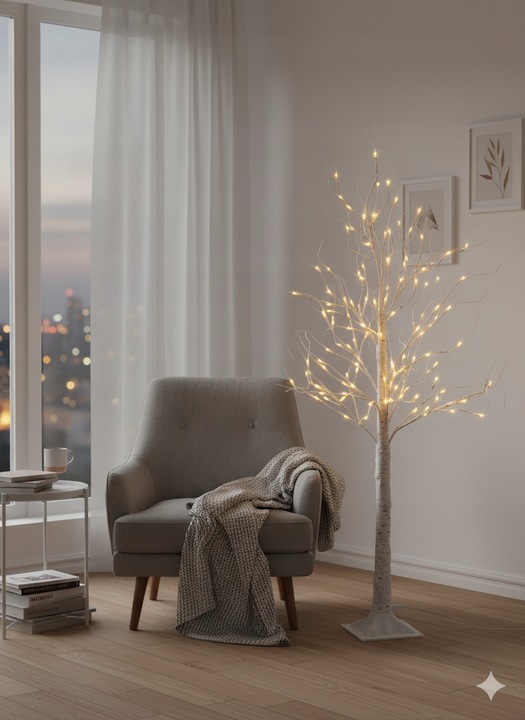 Drzewko Świecące LED Dekoracyjne Białe Wierzba 150cm Ciepłe Światło