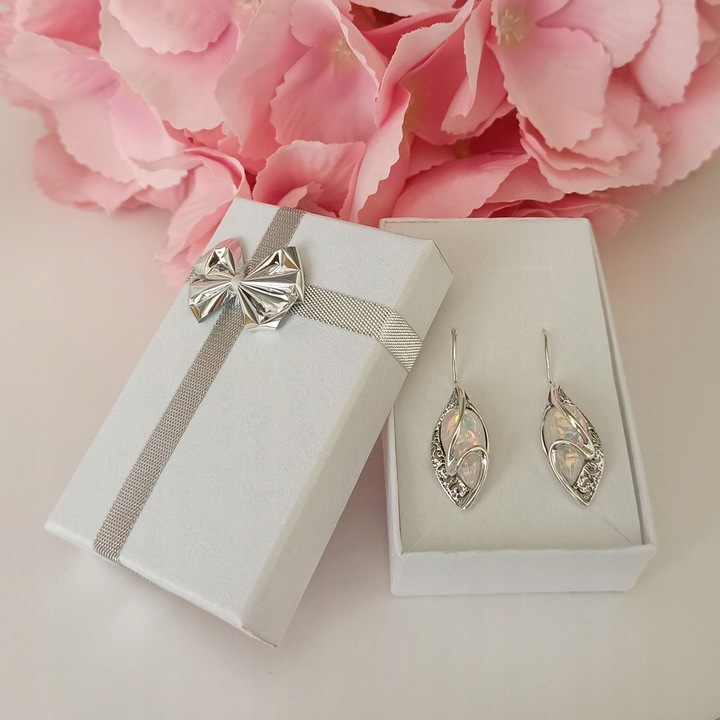 Kolczyki srebrne z opalem bigiel opal AB srebro 925