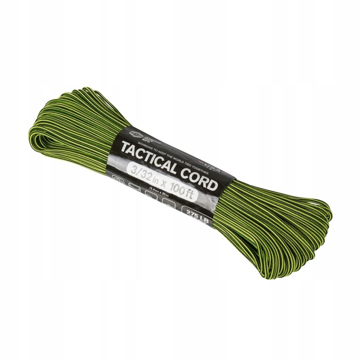Linka Paracord Atwood USA 2.4mm x 30m Tactical Neon Yellow & Black Stripes