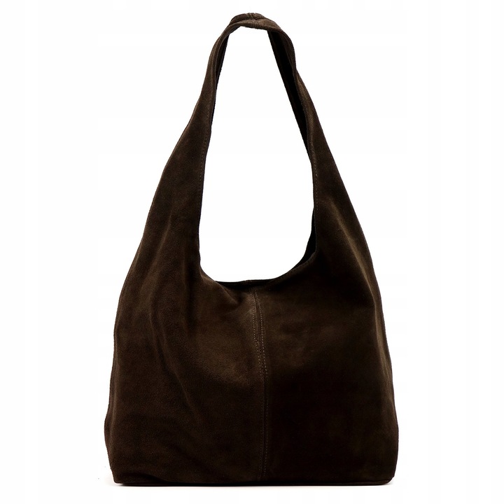 Laura Biaggi torebka shopper skóra naturalna zamszowa brązowy na ramię