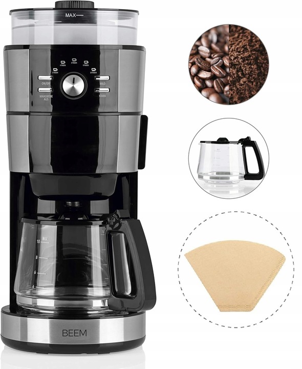 EKSPRES PRZELEWOWY Z MŁYNKIEM ŻARNOWYM I DZBANKIEM 1,25L + GRATIS