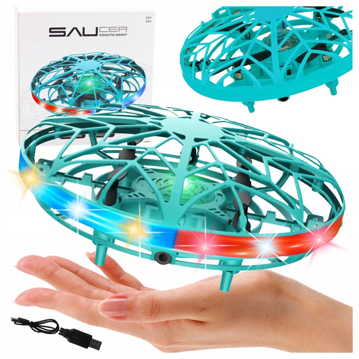 LATAJĄCY mini DRON UFO Dysk Kula Sterowany Ręką Dłonią ŚWIECĄCY LED IR
