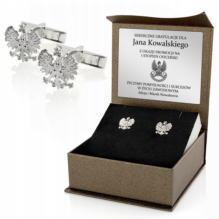 SPINKI do MANKIETÓW KOSZULI pr. 925 ORZEŁ POLSKI PREZENT dla OFICERA
