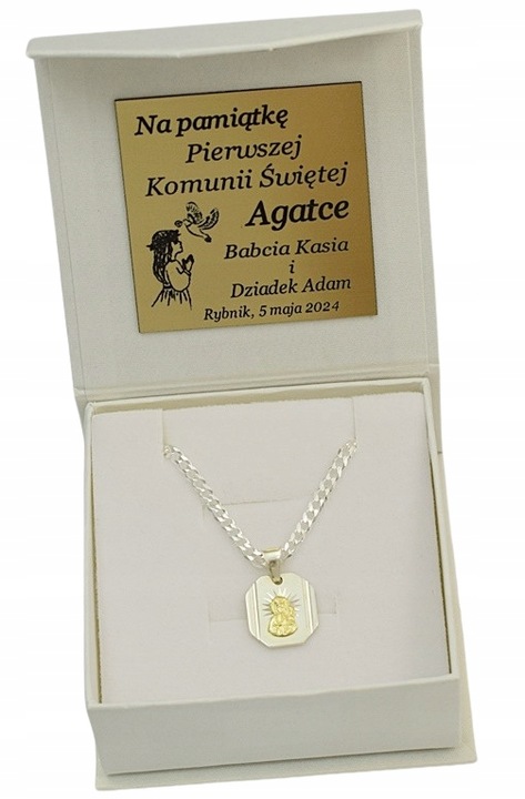 Łańcuszek Srebrny Pancerka 2,30 mm z Medalikiem pr 925 Grawer Gratis