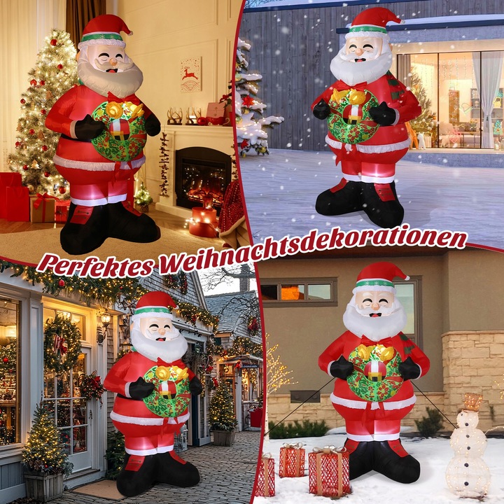 Dekoracje świąteczne Nadmuchiwany wieniec trzymający Świętego Mikołaja, 240