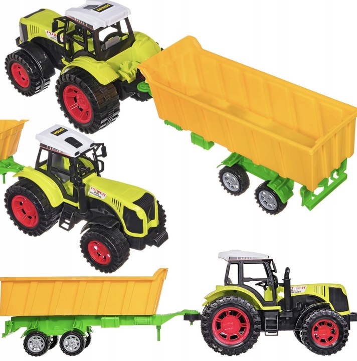 TRAKTOR Z PRZYCZEPĄ WYWROTKA ZABAWKA CIĄGNIK Z NAPĘDEM DLA DZIECI DUŻY 53CM