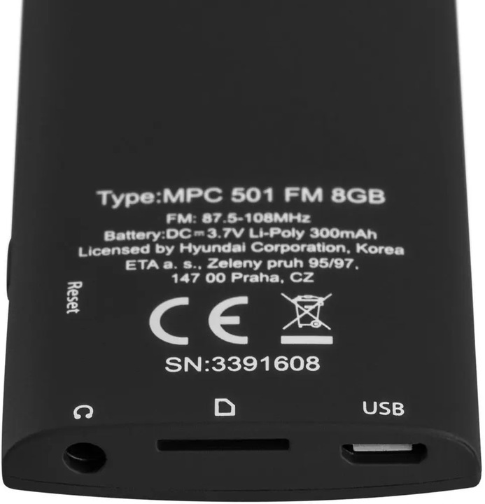 Odtwarzacz MP4 / MP3 8 GB Hyundai microSD MPC501GB8FMB WMA, AMV, JPG