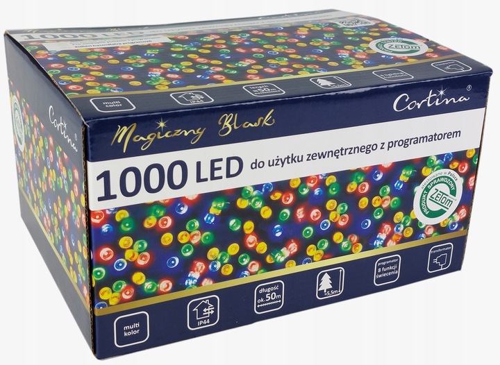 LAMPKI CHOINKOWE 1000 LED TIMER ATEST 51,5M MULTI WIELOKOLOROWE PROGRAMY