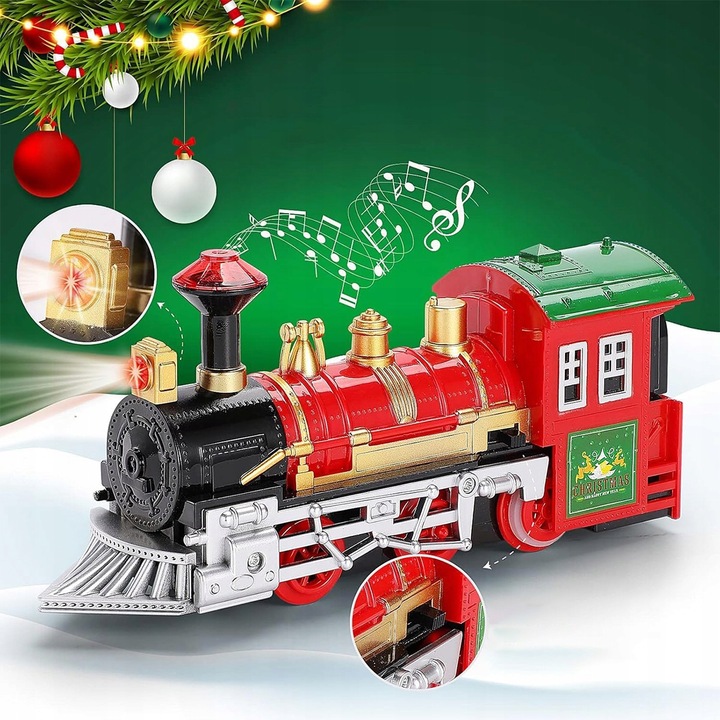 Pociąg świąteczny oświetlenie dźwięk KOLEJKA tory Lokomotywa + 4 wagony