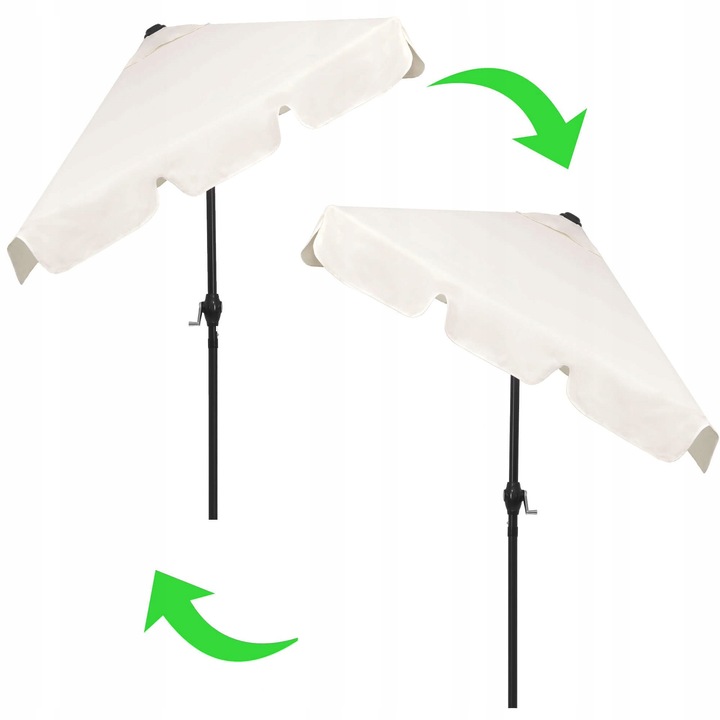 DUŻY PARASOL OGRODOWY SKŁADANY ECRU ŁAMANY BALKONOWY 240cm Z KORBĄ SOLIDNY