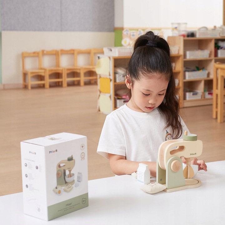 DREWNIANY MIKSER KUCHENNY ZIELONY BLENDER AKCESORIA ZESTAW VIGA POLARB