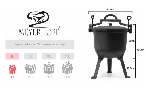 KOCIOŁEK ŻELIWNY MEYERHOFF 4L+RĘKAWICA