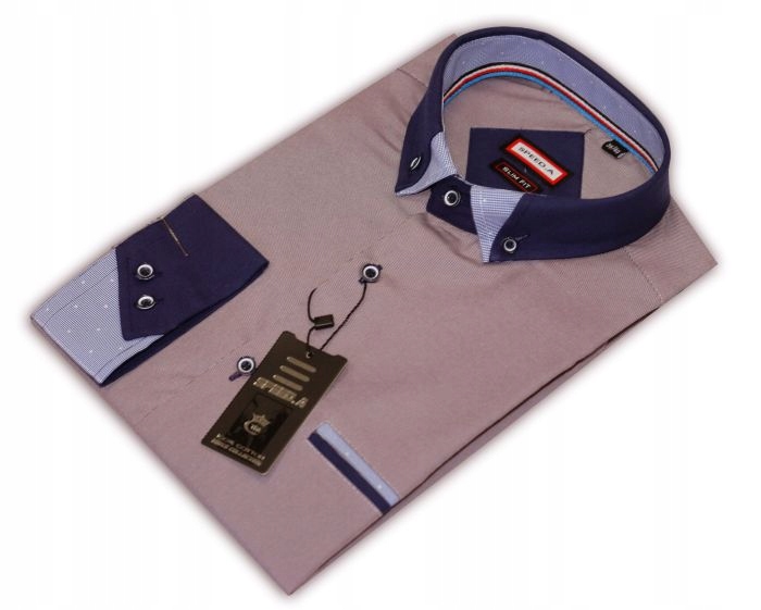 Mc4 Koszula męska ŚLIWKOWE PASKI slim fit 40/41