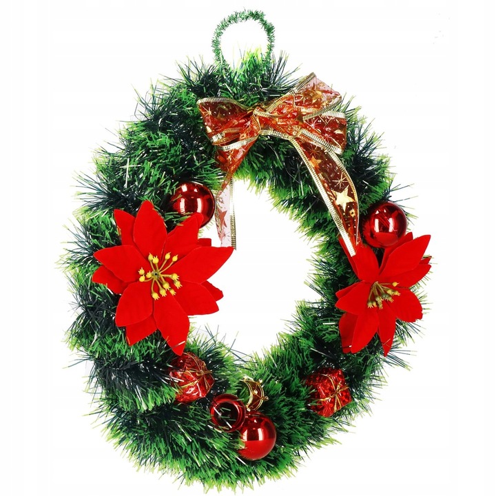 WIENIEC ŚWIĄTECZNY STROIK WIANEK NA DRZWI 35cm DUŻY PIĘKNY DEKORACJA OZDOBA