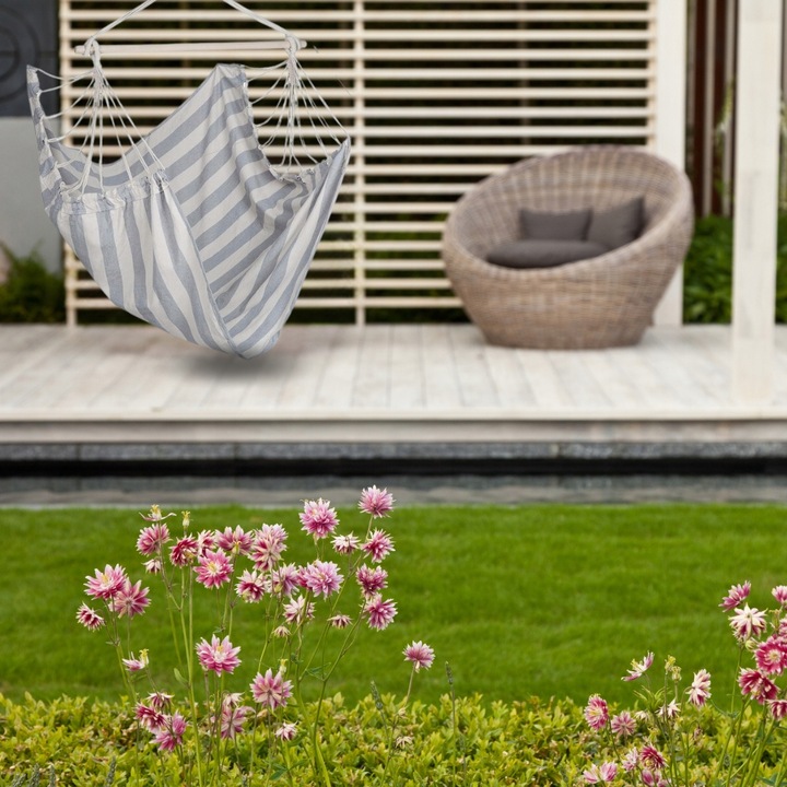 HAMAK FOTEL WISZĄCY OGRODOWY BRAZYLIJSKI BUJANY HUŚTAWKA KOKON SZARY