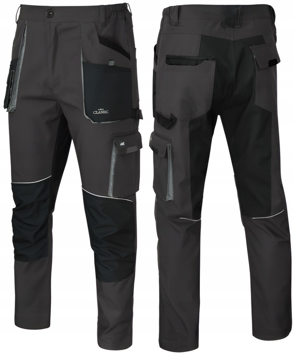 SPODNIE ROBOCZE monterskie DO PASA bojówki mocne szwy odblask