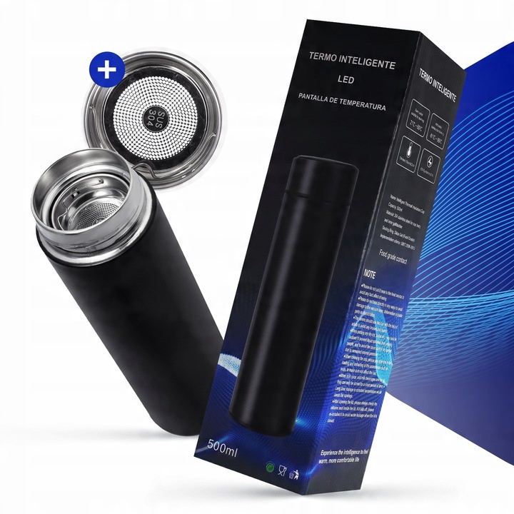 Kubek Termiczny Termos LED 500ml Duży | Butelka Na Kawę Herbatę Wyświetlacz