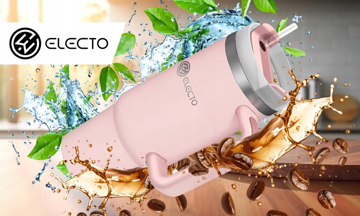 MagiCook KUBEK TERMICZNY 1200 ML ZE SŁOMKĄ STYLE USA Różowy