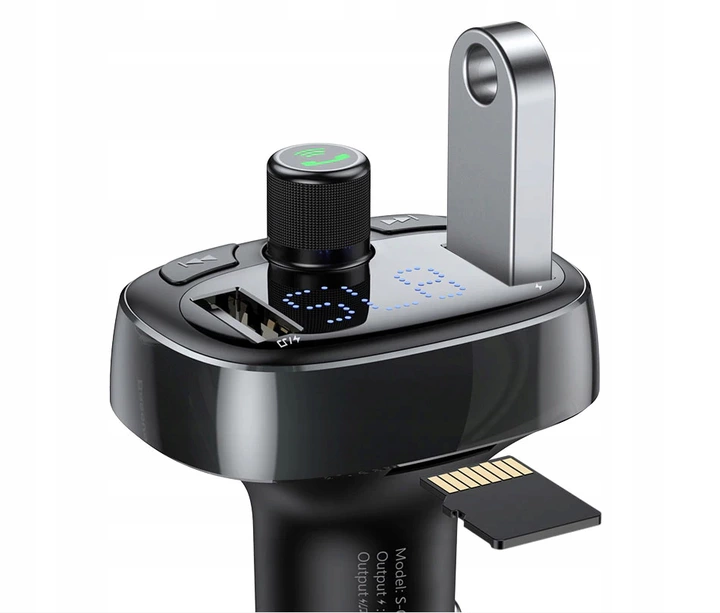 BASEUS TRANSMITER FM BLUETOOTH ŁADOWARKA SAMOCHODOWA MP3 2x USB SD/ TF 3.4A