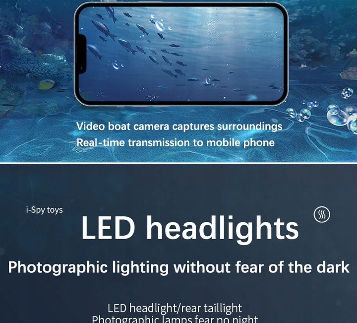 Zdalnie sterowana łódź RC Łódź z podwodną kamerą Led Lights Prezenty Basen