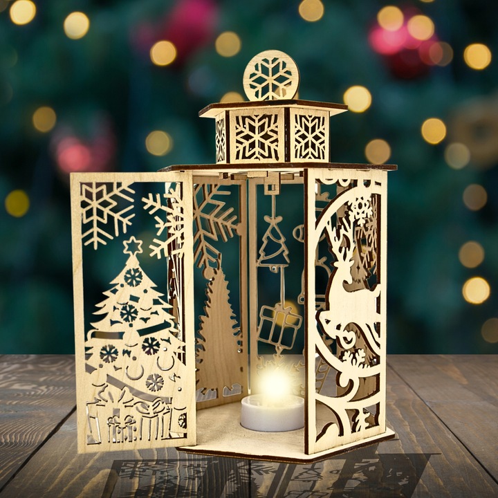 Lampion Adwentowy drewniany LATARENKA roraty ADWENT LAMPKA LED XL