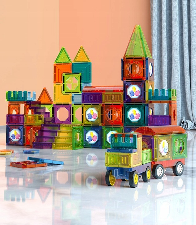 KLOCKI MAGNETYCZNE KONSTRUKCYJNE DUŻE PANELE EDUKACYJNE 3D DLA DZIECI 149EL