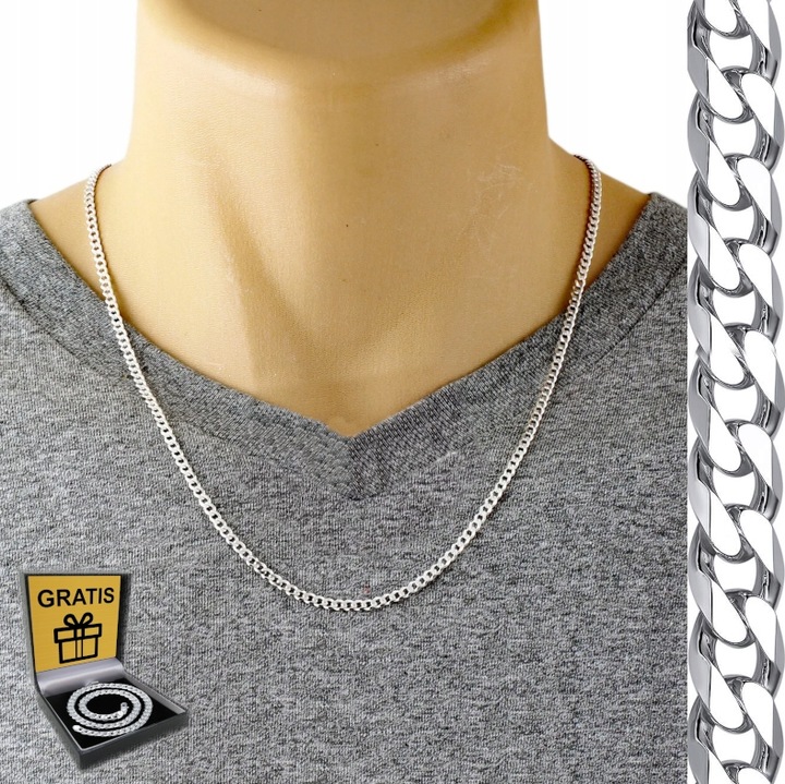 Srebrny Łańcuszek Męski SREBRO pr.925 WŁOSKI 3mm Łańcuch Diamentowany