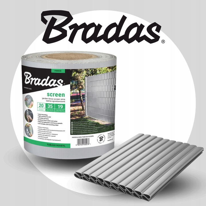Taśma ogrodzeniowa SZARA 19 cm x 35 m OSŁONA NA OGRODZENIE PANELOWE PŁOT