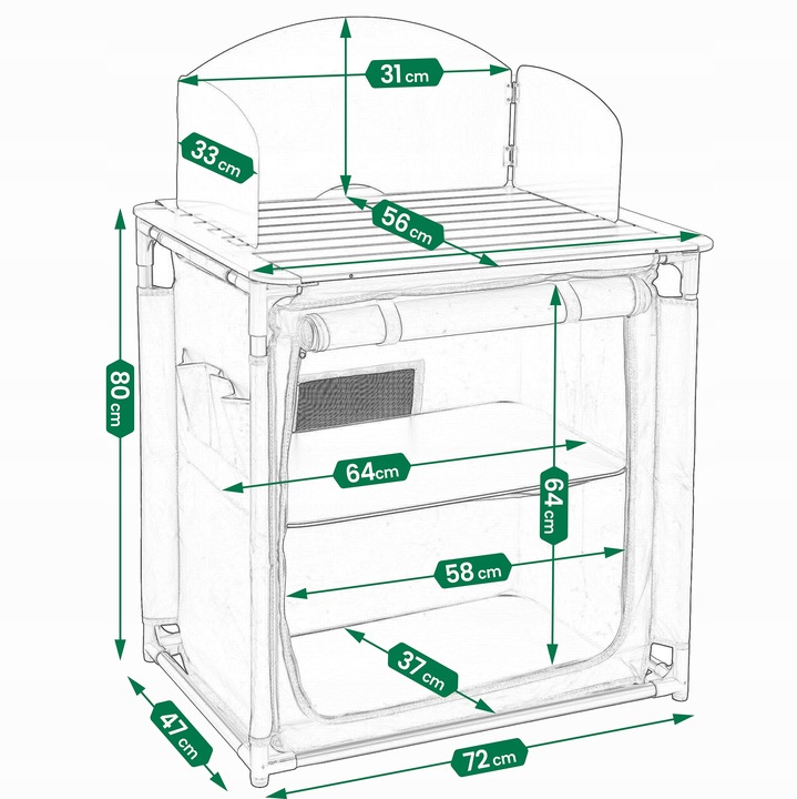 KUCHNIA TURYSTYCZNA SZAFKA stół składany ogrodowy torba KEMPINGOWY stolik,