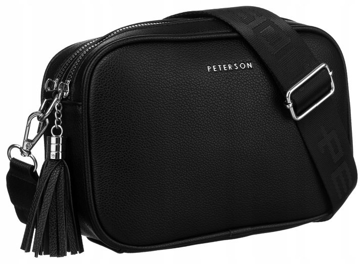 Torebka listonoszka damska PETERSON czarna lekka pojemna na ramię crossbody