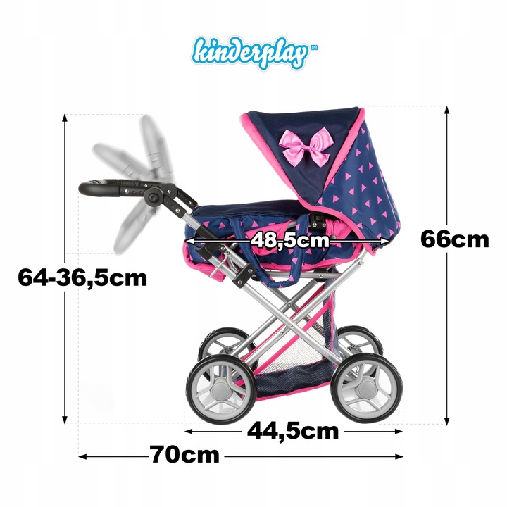 WÓZEK DLA LALEK GŁĘBOKI SPACERÓWKA GONDOLA 3w1 KINDERPLAY TORBA POŚCIEL