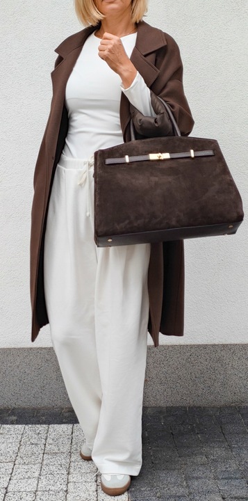 Torebka skóra zamszowa czekoladowa VeraPelle