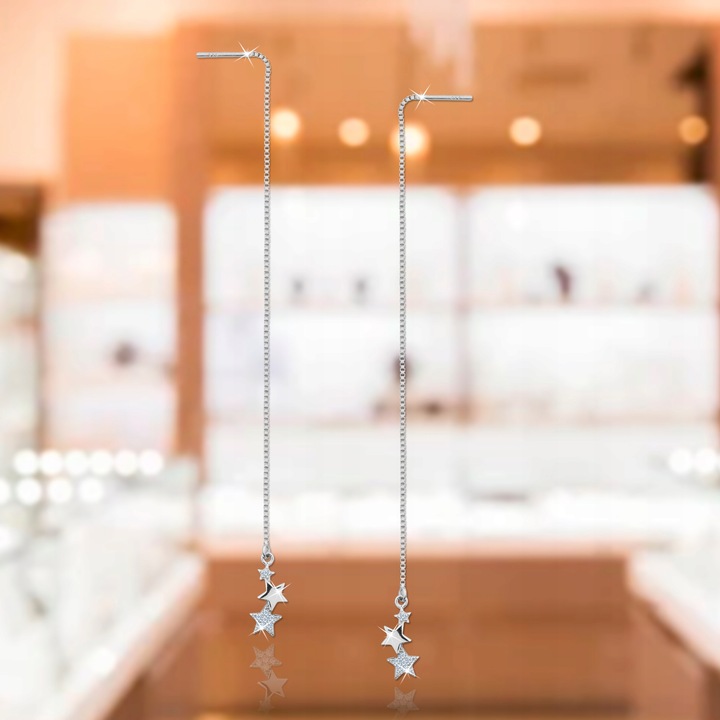 Długie srebrne kolczyki wiszące przeciągane srebro 925 elegancja