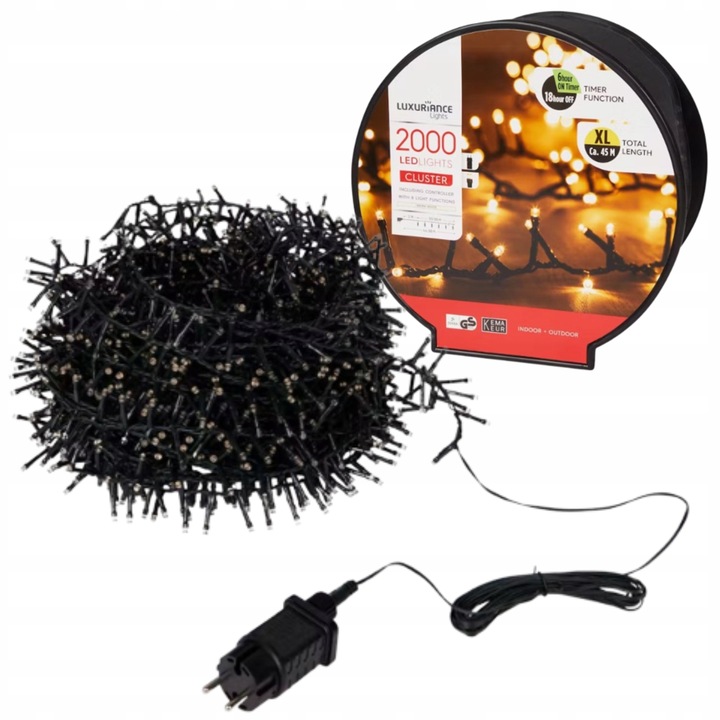 Lampki choinkowe ciepła biel na zewnątrz i wewnątrz 40 m 2000 lampek LED